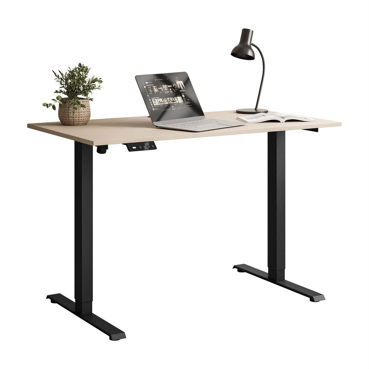 SCHREIBTISCH SPACE höhenverstellbar mit Metallbeinen schwarz/Kaschmir - Kaschmir, Holzwerkstoff (60/110/69.5cm) - Lookway