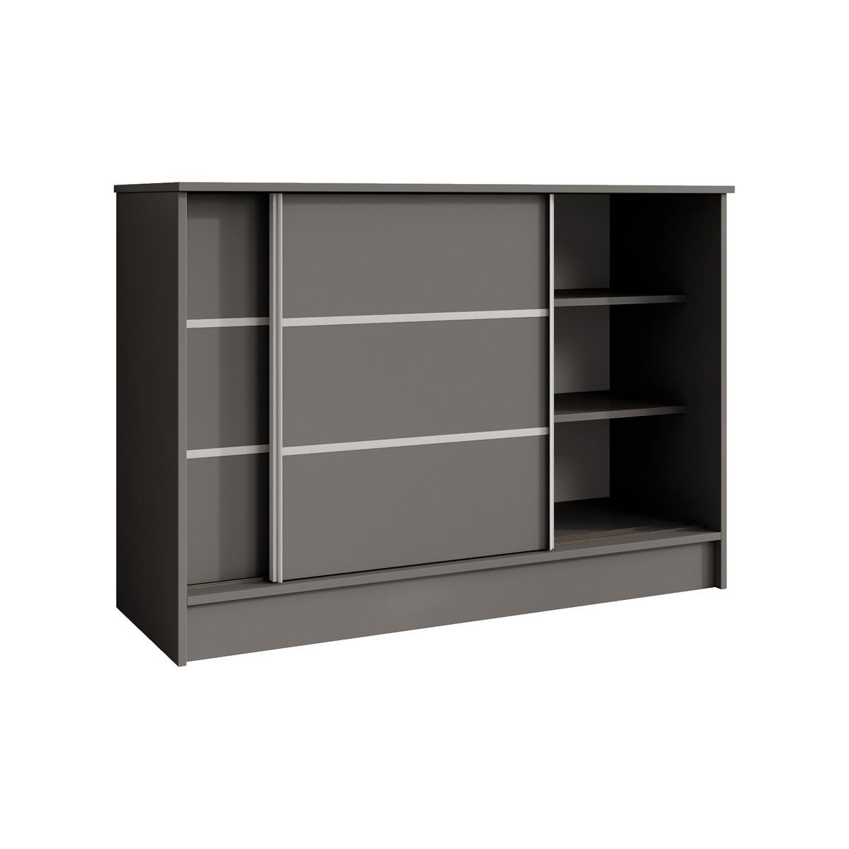 KOMMODE Mirela mit 2 Schiebetüren 120 cm, Graphit - Graphitfarben, Holzwerkstoff (121/85/43.5cm) - Beautysofa