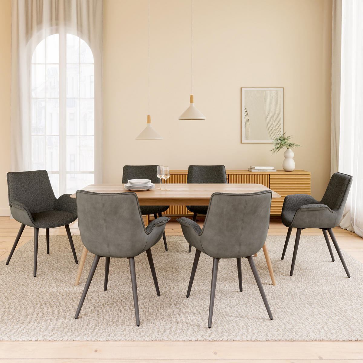 ESSTISCH - Massivholz - Eichefarben, Holz (90/180/75cm) - home24