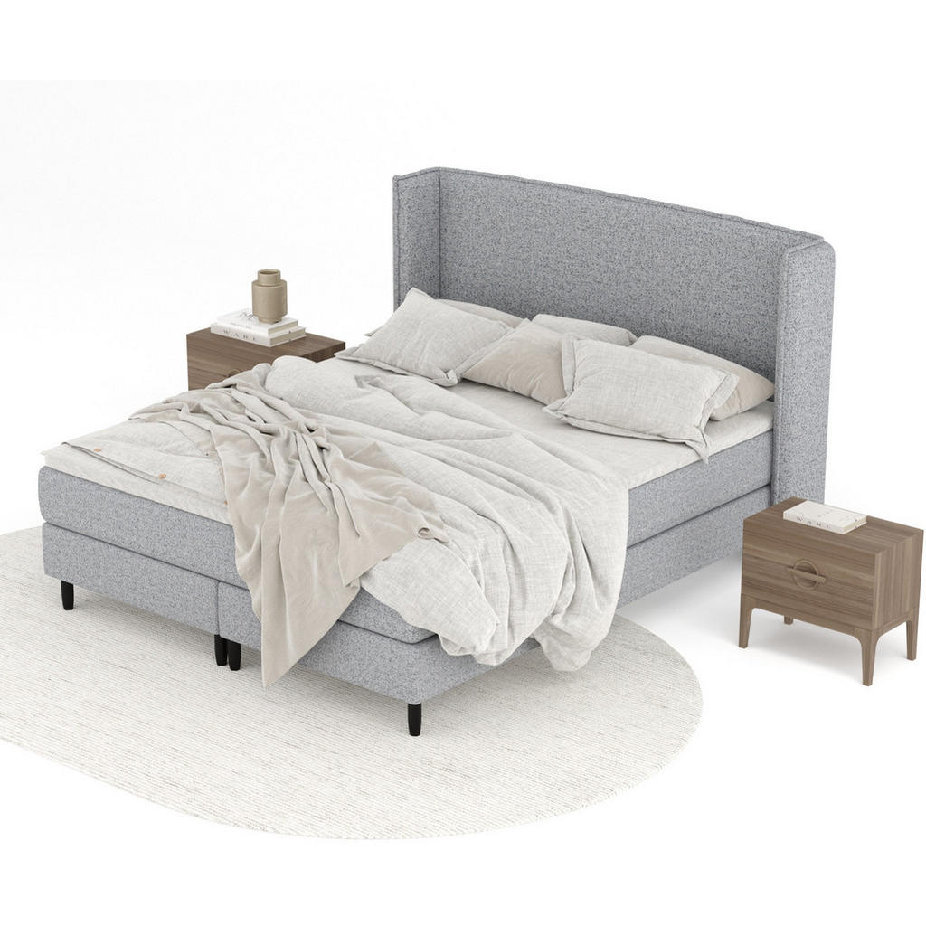 Thumbnail - Maison de Reve Kontinentalbett, Grau, Textil, Buche, Kiefer, H3, Höhe ca. 20 cm, 200x200 cm, FSC 100%, Made in EU, Oeko-...