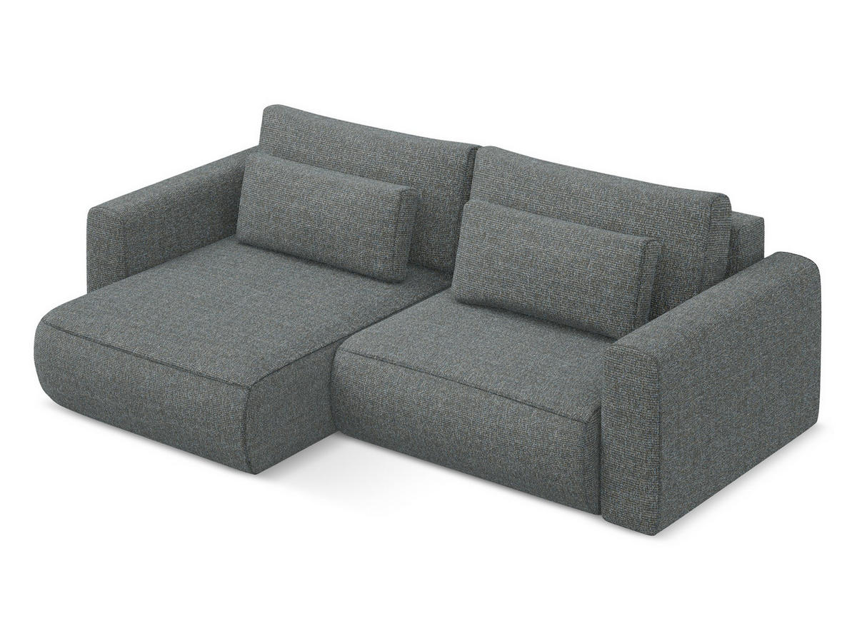 ECKSOFA mit Schlaffunktion Strukturstoff Stoff Grau - Dunkelgrau/Schwarz, Kunststoff/Textil (149/240cm) - Makamii