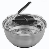 SALATSCHLEUDER mit Hebel, Edelstahl, Kunststoff, Silberfarben, 3.5 Liter - Silberfarben, Metall (28/17cm) - 5five Simply Smart