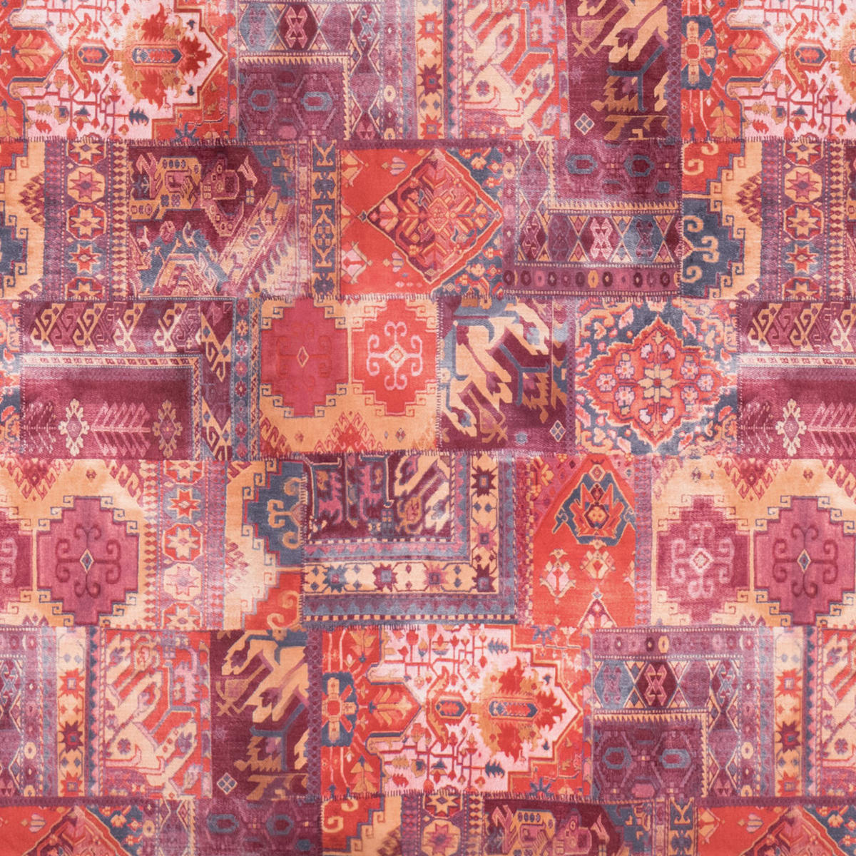 OHRENSESSEL Sofia Relaxsessel mit Hockerr | Design Samt-Velours Orient Rot - Beere/Dunkelrosa, Textil (92/68/95cm) - Supellex