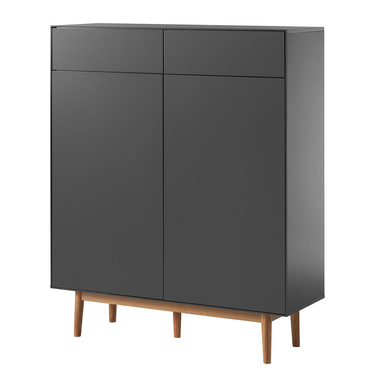 SCHUHKOMMODE mit 2 Schubladen - Eichefarben/Grau, Holzwerkstoff (110/132/38cm) - home24