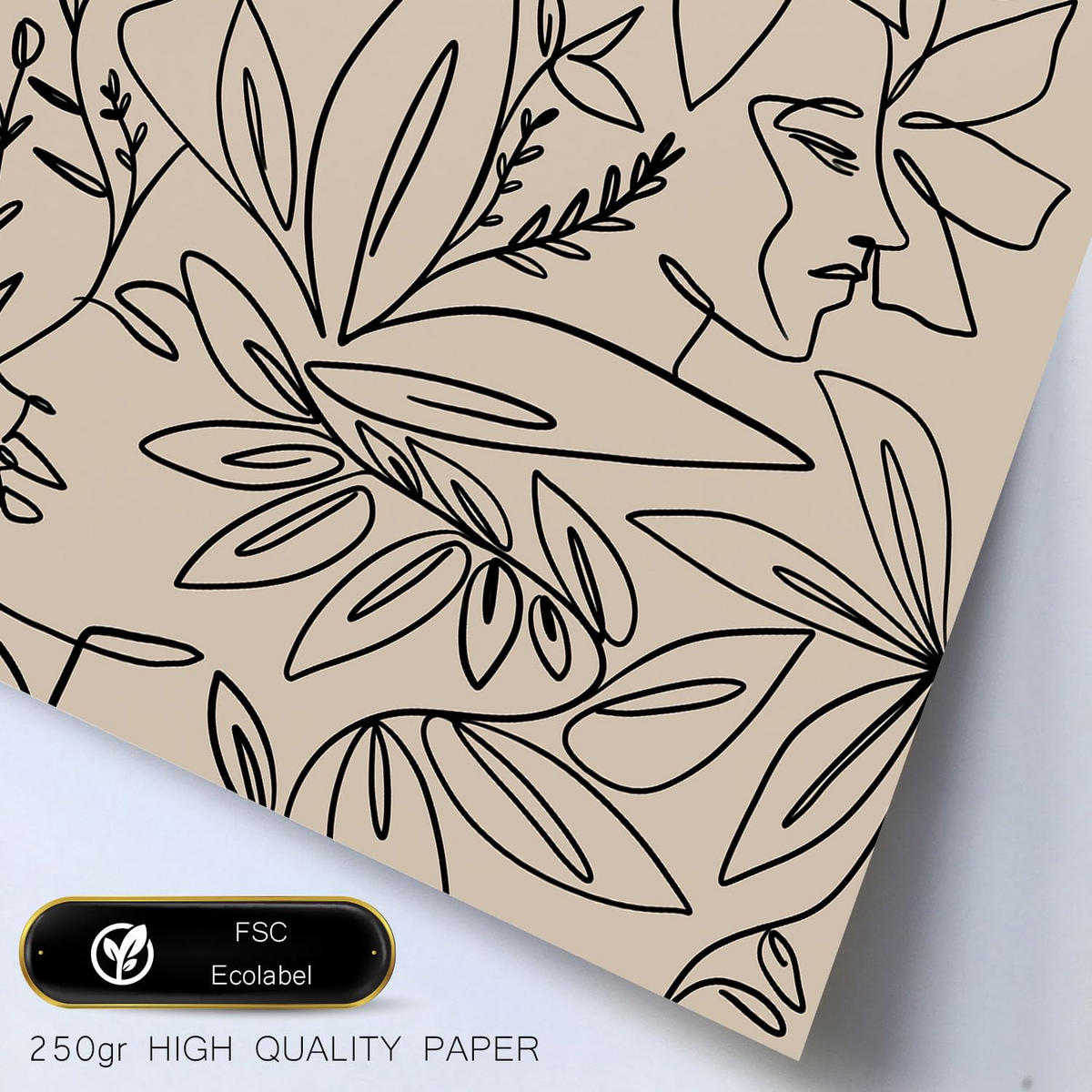 POSTER Set Mit 6 Ruffenrahmen 1 In Blume Zusammenfassung Ästhetische Dekorative Gemälde Für Ihr Wohnzimmer Zuhause A3 & A4 Rahmen Aus Hellem Holz - Beige, Papier (29/3cm) - Nacnic