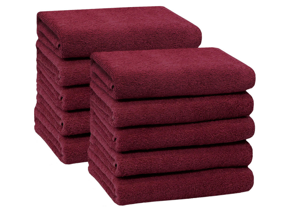 HANDTÜCHER, 10er-Set, 50x100 cm, 100% Baumwolle, Rot - Bordeaux, Textil (50/100cm) - Zollner