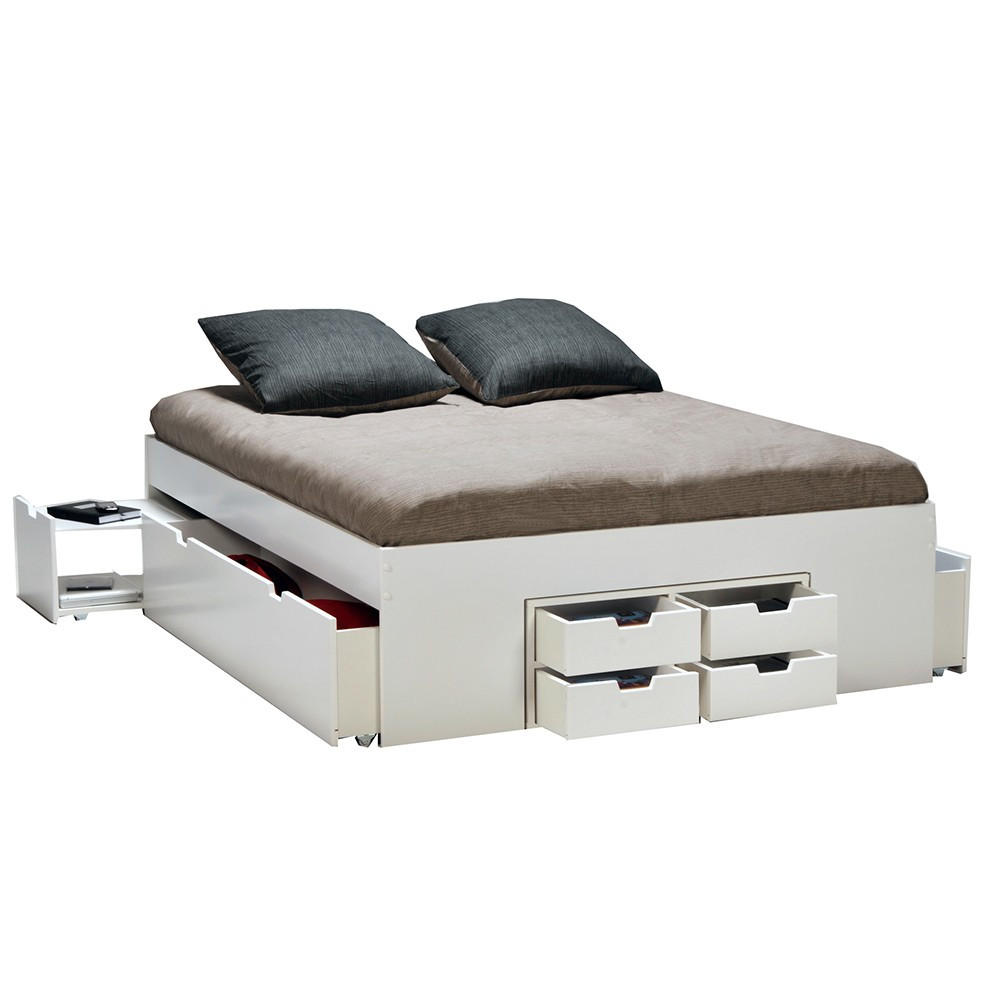 STAURAUMBETT 160 x 200cm, weiß - Weiß, Holzwerkstoff (160/200cm) - Weber Industries