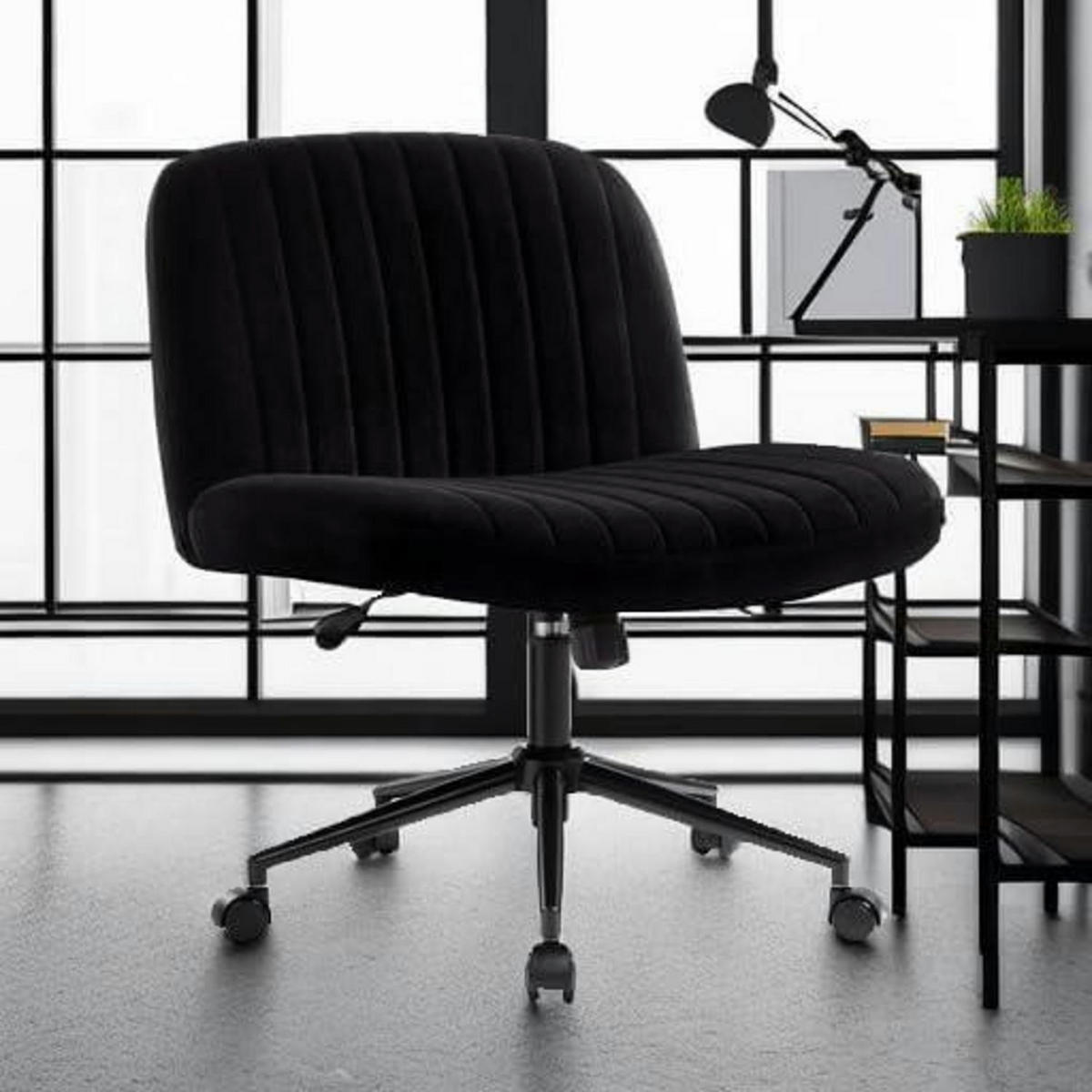 BÜROSTUHL ohne Armlehnen Stoff Schwarz - Schwarz, Textil (64/96/49.5cm)