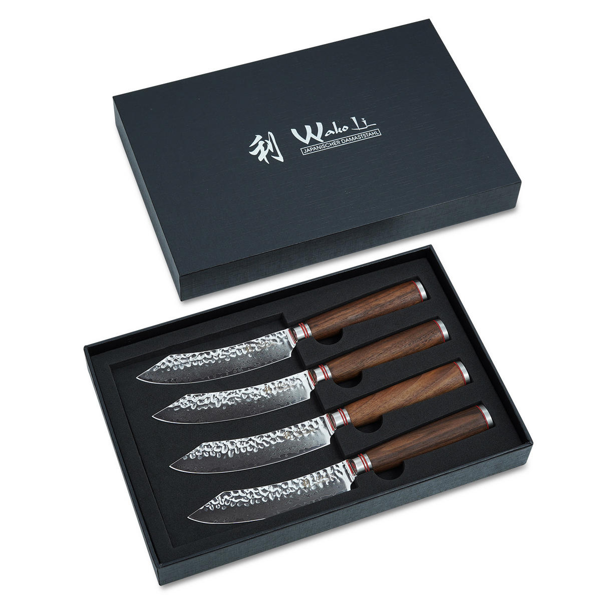 STEAKMESSERSET 4-tlg. 12,5 cm - Nussbaumfarben, Holz/Metall (219cm) - Wakoli