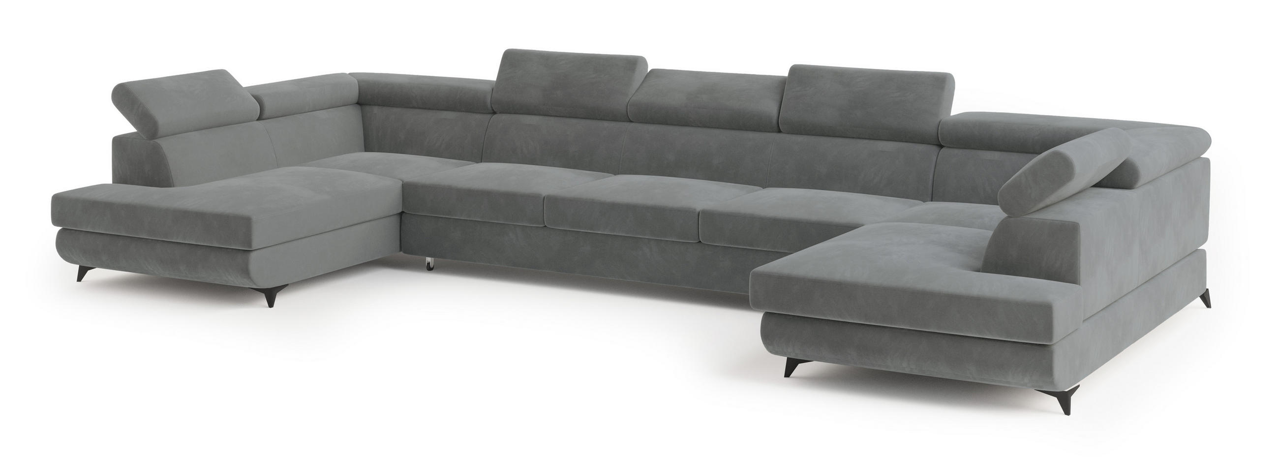 ROHOVÁ SEDAČKA URMANO šedá - šedá/černá, kov/dřevo (395/190cm) - MASSENO