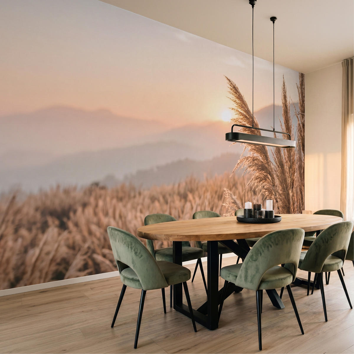 TAPETE - Gras - Feld - Sonne - Natur - 450x260 cm - Sandfarben, Papier (450/260cm) - OnlyWow