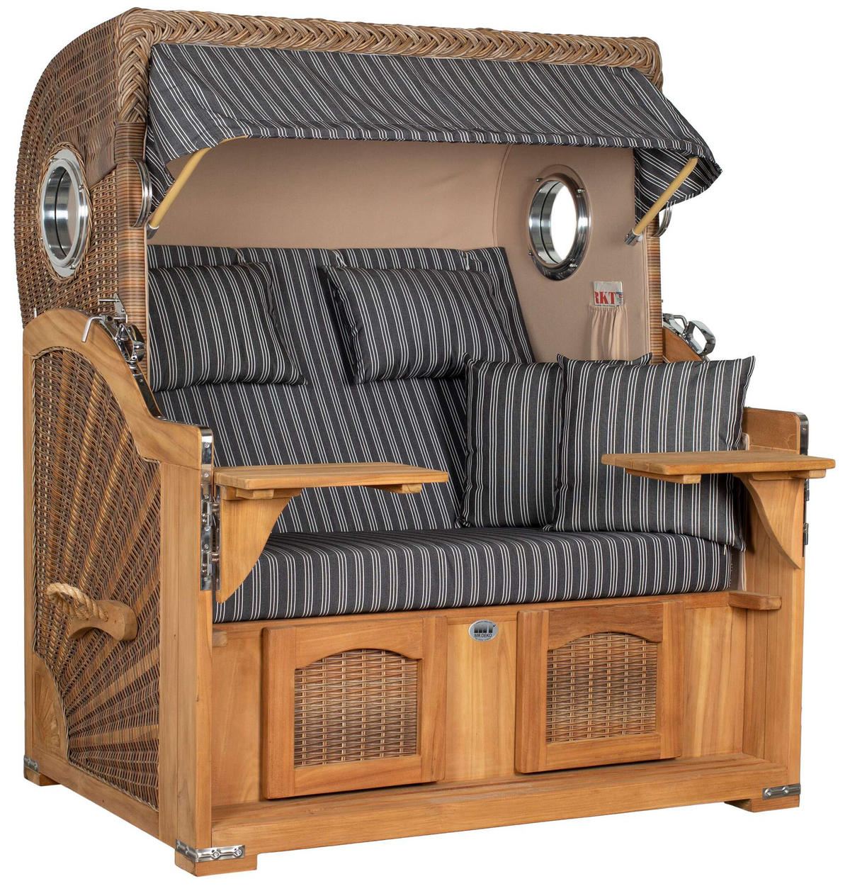 STRANDKORB XXL Düne Grande Teak Banana - Braun/Grau, Metall (142/170/95cm) - Mr. Deko