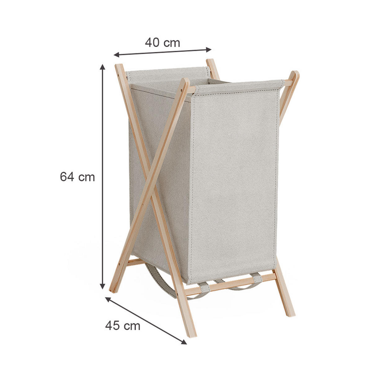 WÄSCHEKORB Bruno Beige 40 x 64 cm - Beige/Naturfarben, Holzwerkstoff (40/64/45cm) - Vicco