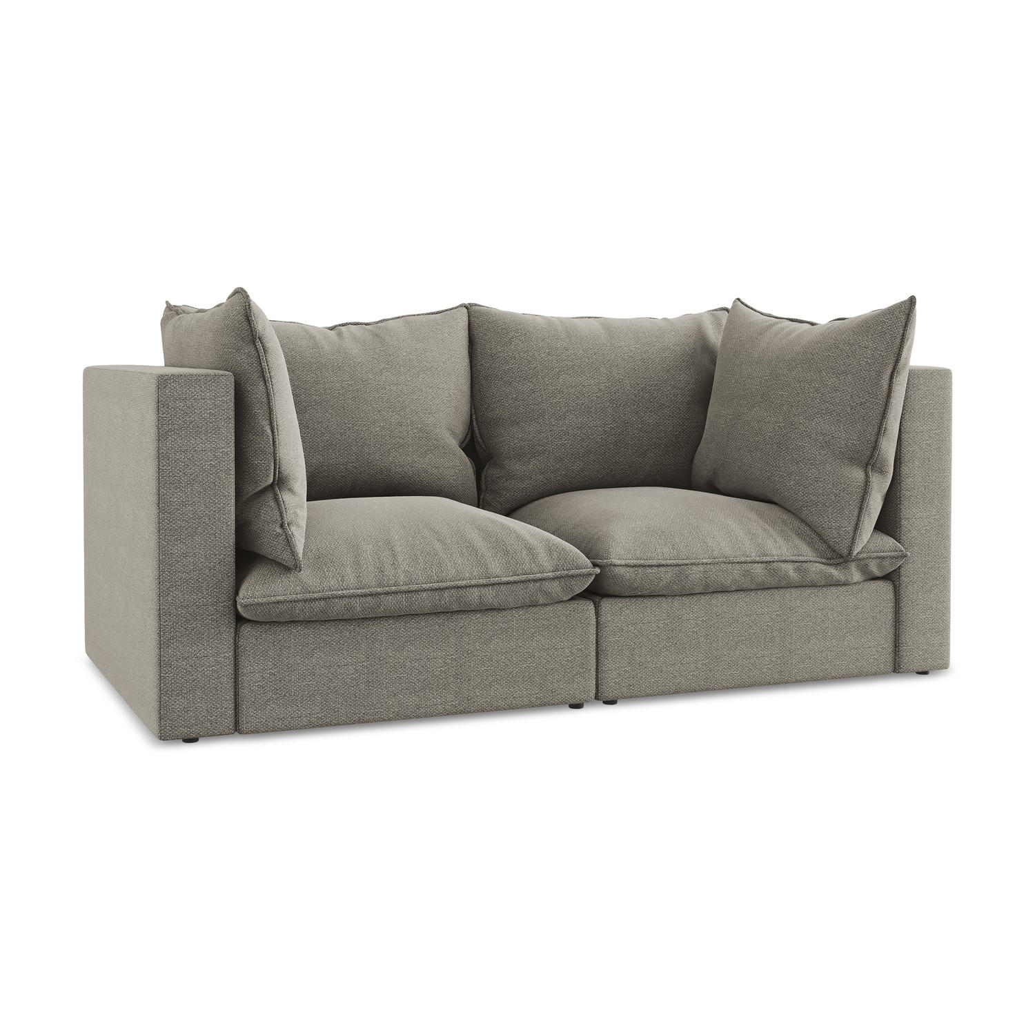 2-SITZER-SOFA Bouclé Stoff Grau - Schwarz/Grau, Holzwerkstoff/Kunststoff (180/77/90cm) - LaMiaSofa