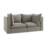 2-SITZER-SOFA Bouclé Stoff Grau - Schwarz/Grau, Holzwerkstoff/Kunststoff (180/77/90cm) - LaMiaSofa