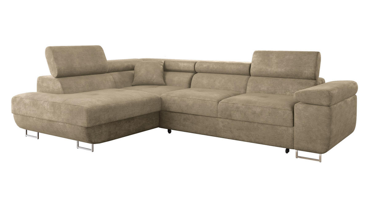 ECKSOFA Torezio, Seite: Links - Sandfarben, Holz/Textil (274/203cm) - MIRJAN24
