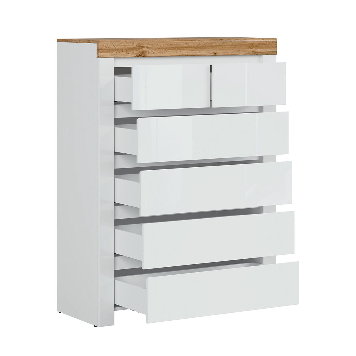 KOMMODE Hella Weiß und Holz - Weiß, Holzwerkstoff (98/130/42cm) - Petits-meubles