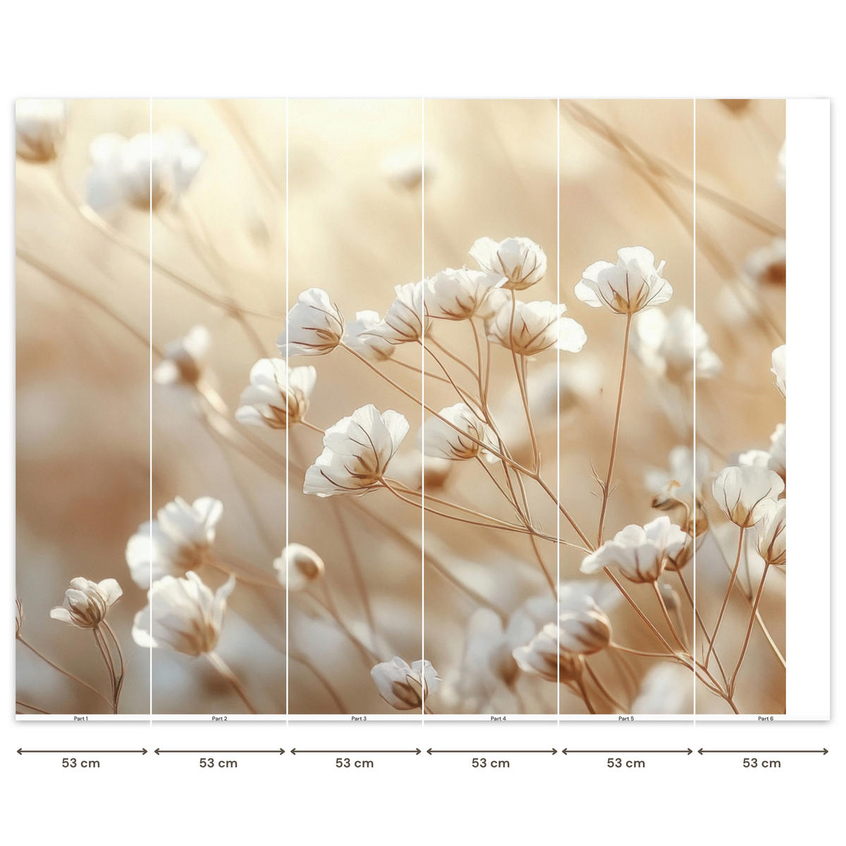 TAPETE - Wild - Blumen - Weiß - 300x260 cm - Creme, Papier (300/260cm) - OnlyWow