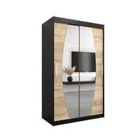 SCHWEBETÜRENSCHRANK 200/120/62 2-türig - Silberfarben/Schwarz, Holz/Kunststoff (120/200/62cm) - Abiks Möbel