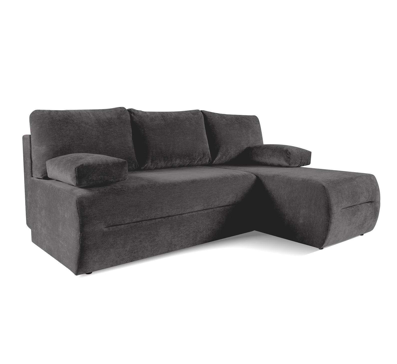 ECKSOFA LOFER Rechtsausleger Ohne Armlehnen Schlaffunktion Graphit 206x155 cm - Graphitfarben, Textil (206/155cm) - Bettso