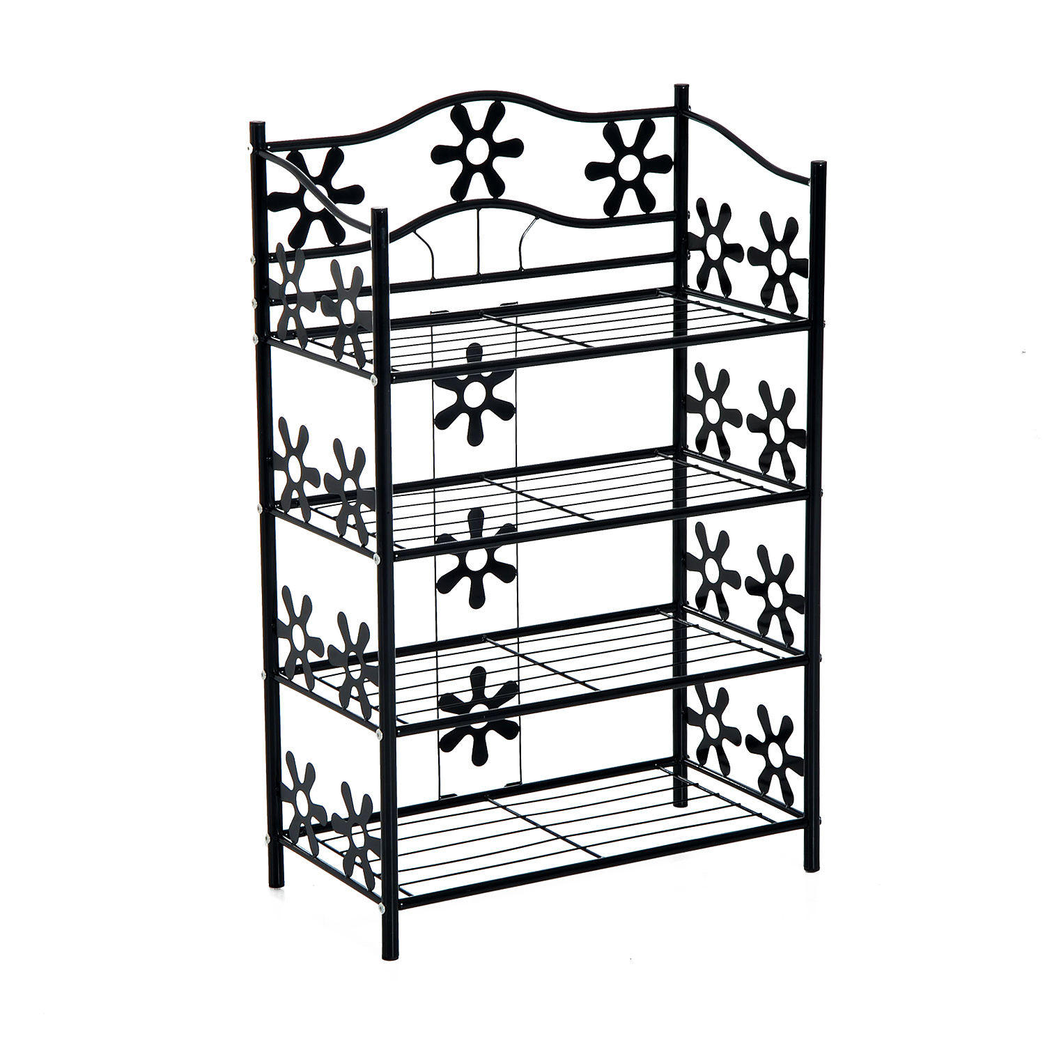 SCHUHREGAL, 4 Etagen, Metall, Schwarz, 59,5 x 30 x 92 cm - Schwarz, Metall (30/92/595cm) - HOMCOM