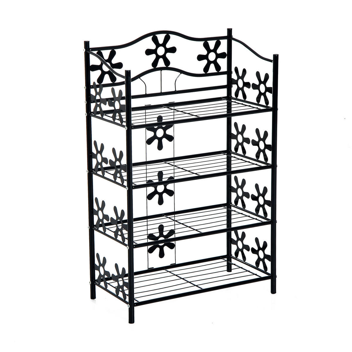 SCHUHREGAL, 4 Etagen, Metall, Schwarz, 59,5 x 30 x 92 cm - Schwarz, Metall (30/92/595cm) - HOMCOM