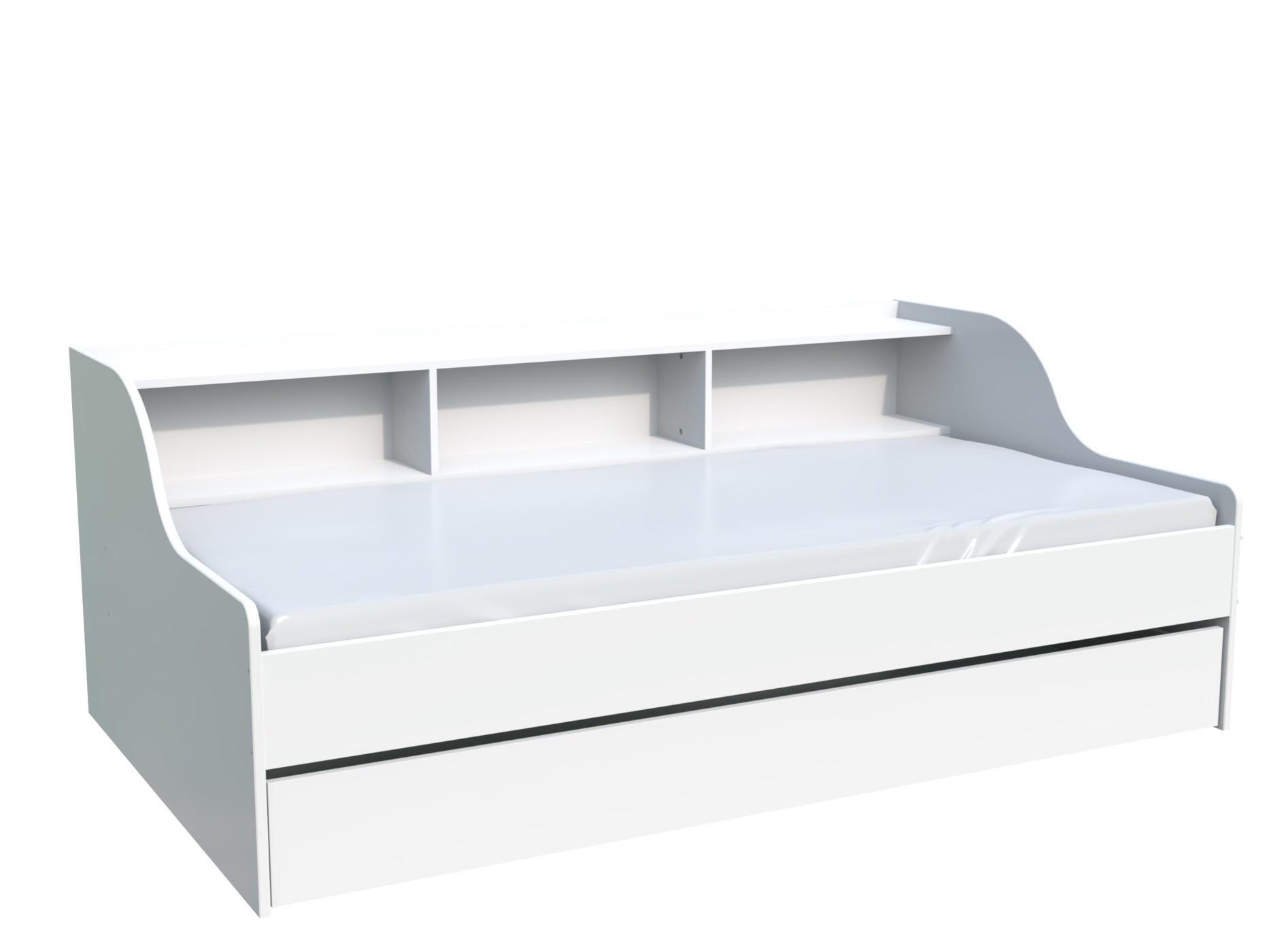 AUSZIEHBETT PALMA mit Regal und Nischen/ Bett 2x90x190 - Weiß - Weiß, Holzwerkstoff (90/190cm) - Weber Industries