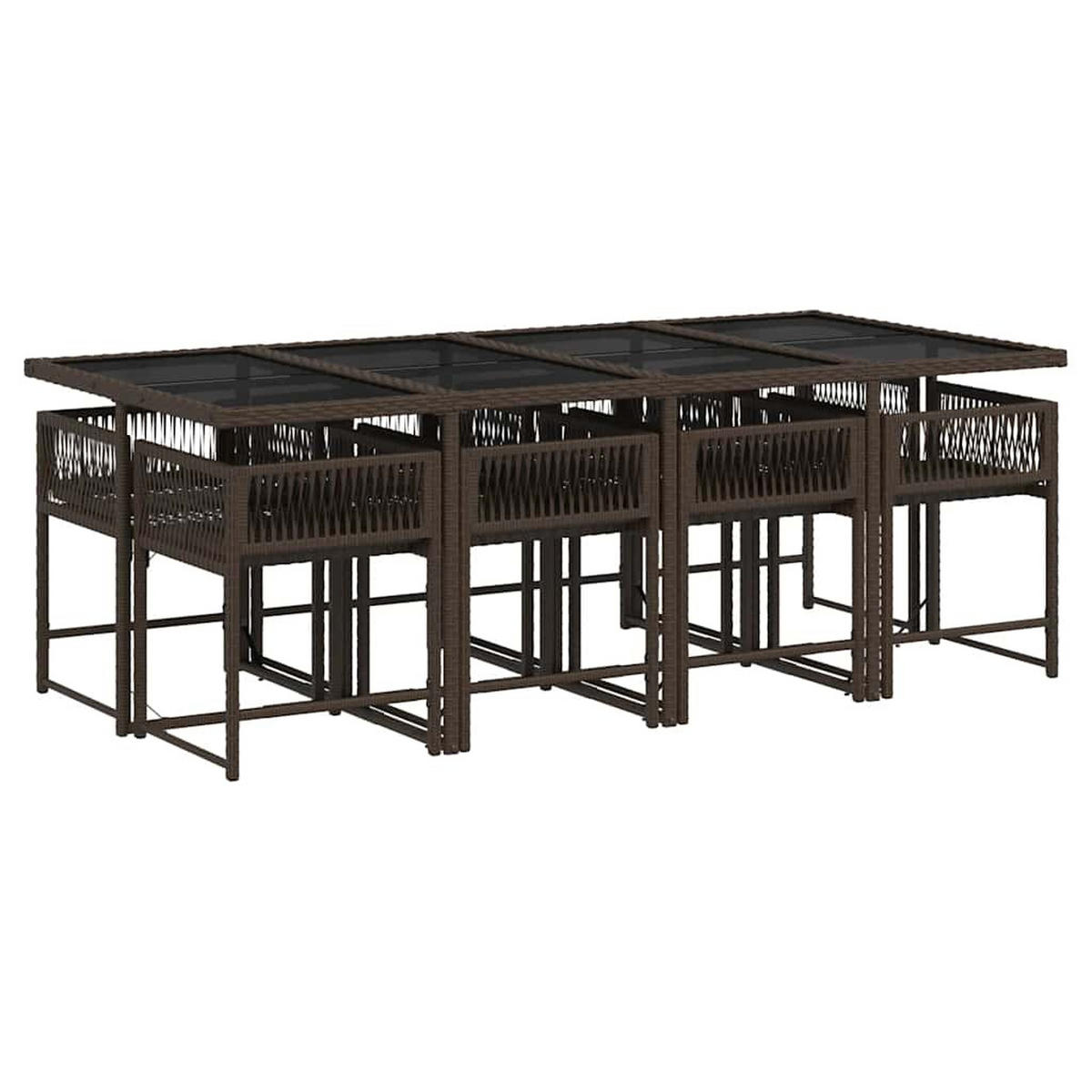 GARTEN-ESSGRUPPE 9-TLG.Mit Kissen Braun Poly Rattan - Creme/Schwarz, Kunststoff - vidaXL