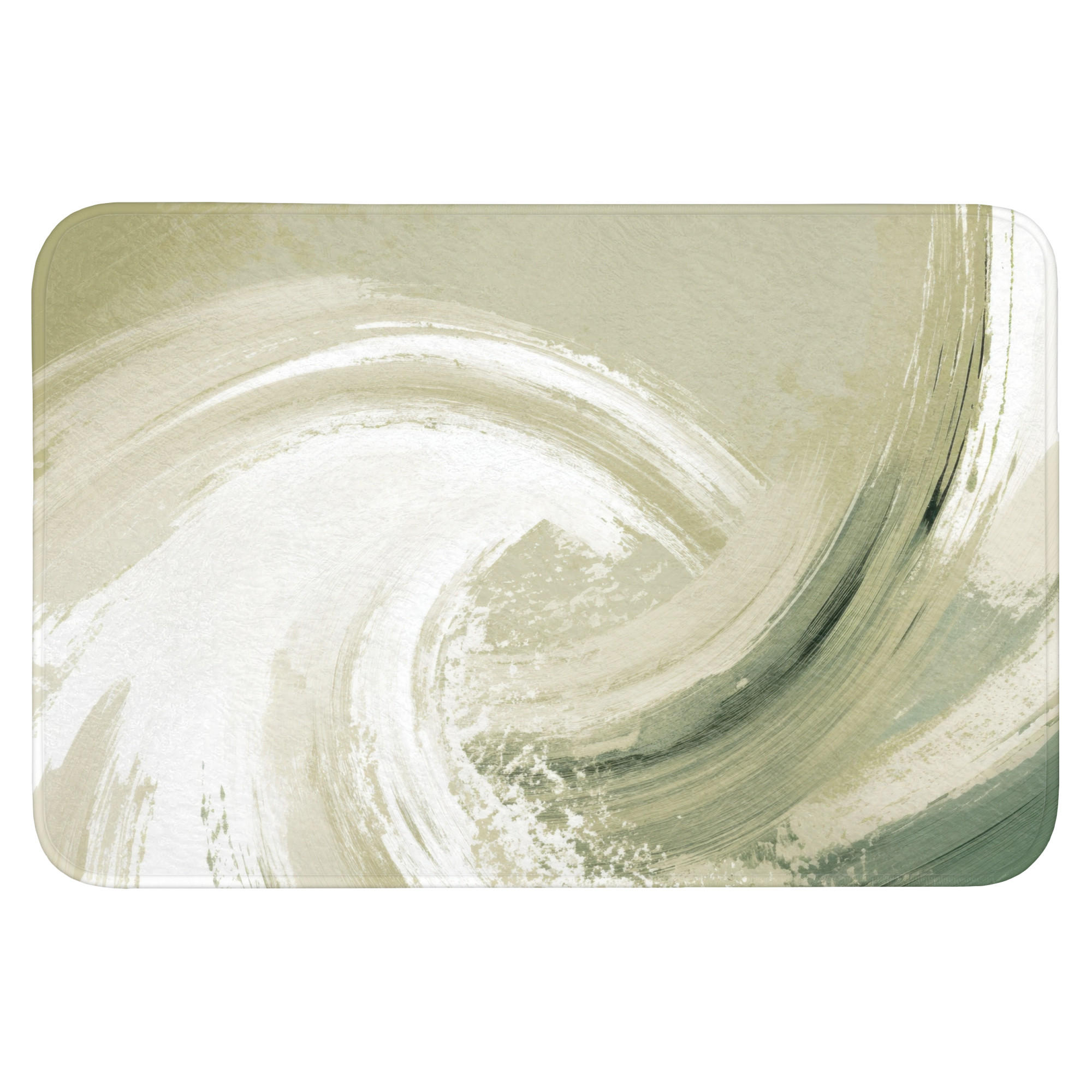 BADEMATTE Abstrakt - Pinselstriche - Wellen - Grün Badvorleger 90x60 cm - Mintgrün, Kunststoff/Textil (90/60cm) - OnlyWow