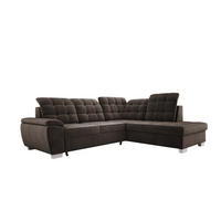 ECKSOFA LOTTA SALVADOR Bettkasten verstellbare Kopfstützen hochwertige Verarbeitung lose Rückenkissen freistehend RECHTS 258x212x106 cm Brown - Braun, Holz/Textil (258/212cm) - DomoHome