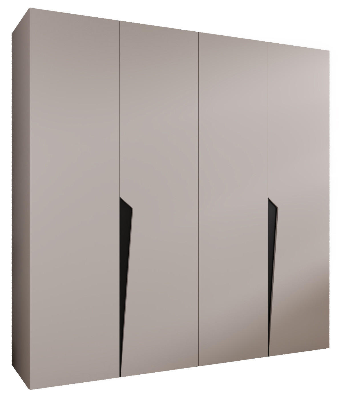 Abiks Möbel Drehtürenschrank Beige, Schwarz 200x202x52 cm