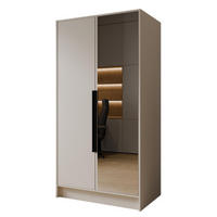 SCHRANK Kaschmir LUSO Glatt Mit Spiegel Und Schwarzen Griffen 100 g - Kaschmir/Ecru, Holzwerkstoff (102/200/51cm) - Sepro Meble