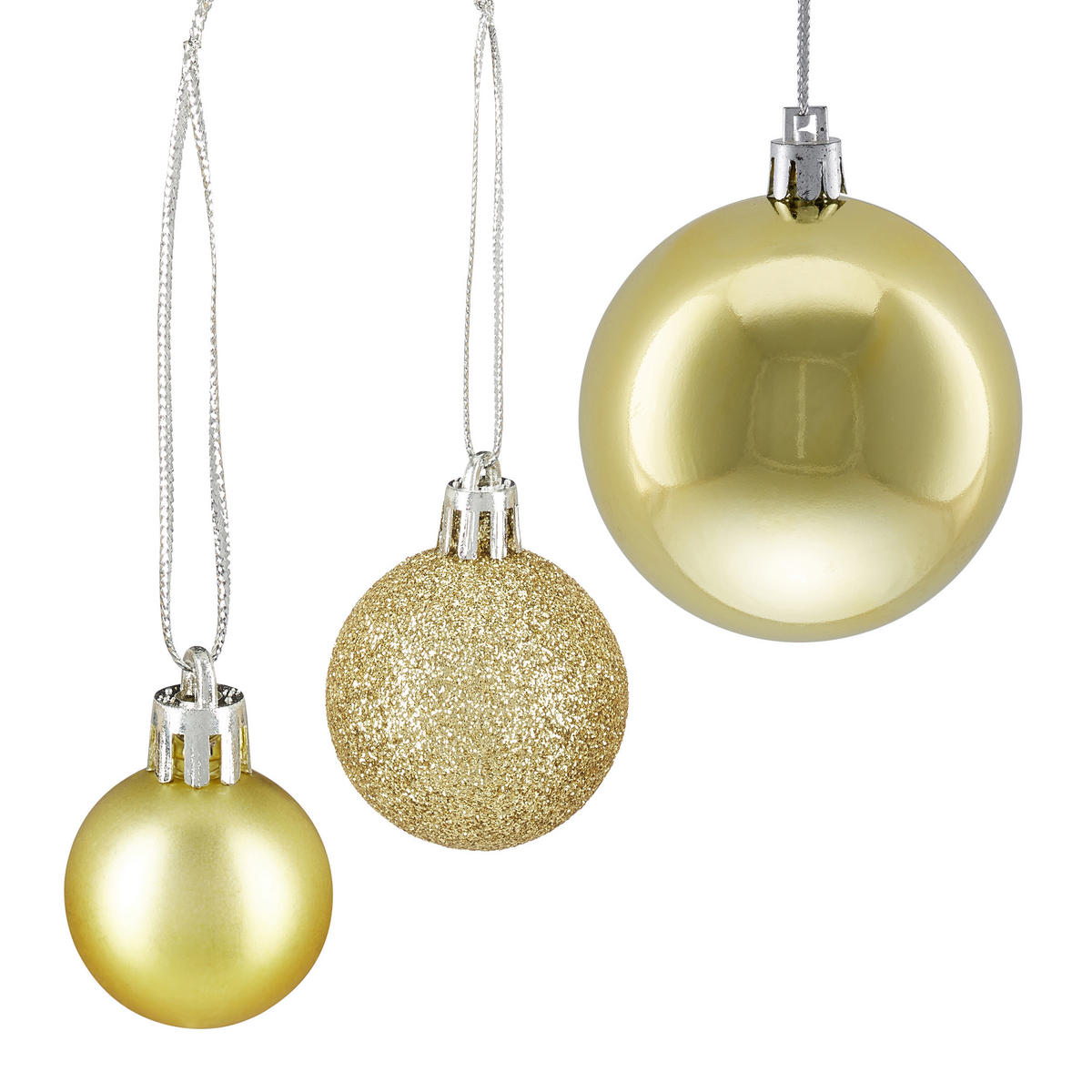 100XWEIHNACHTSKUGELN - Goldfarben, Kunststoff (6/7/6cm) - Relaxdays