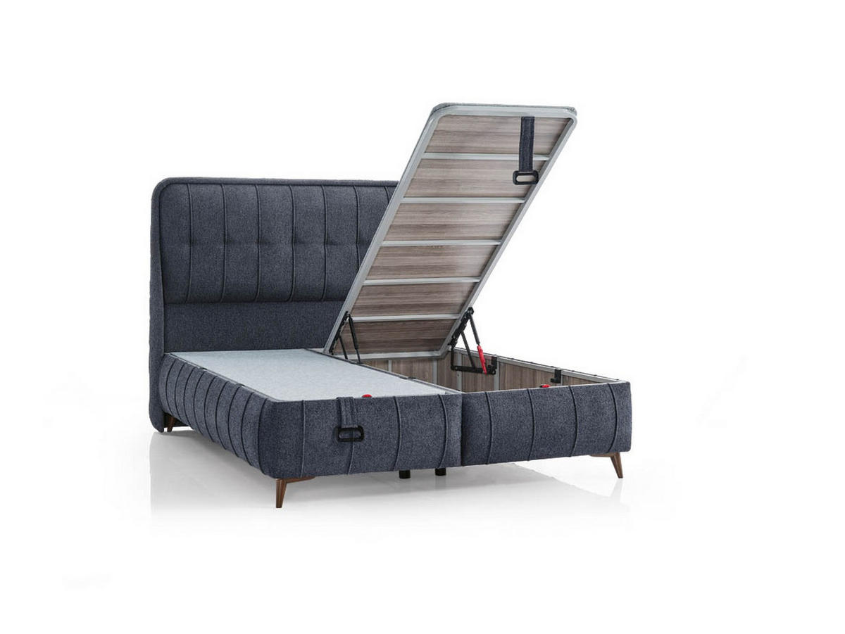 POLSTERBETTSET Empires 150x200 Anthrazit - Anthrazit, Metall (150/200cm) - Villa Möbel