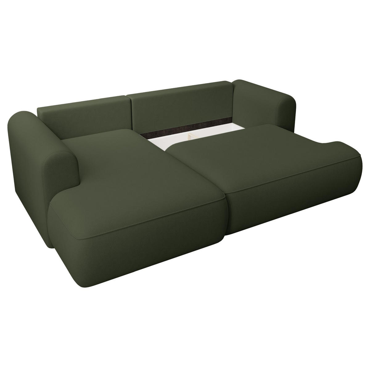 ECKSCHLAFSOFA Ovo Mini Olivgrün Easy-Clean-Samtbezug - Schwarz/Olivgrün, Kunststoff/Textil (238/156cm) - Selsey