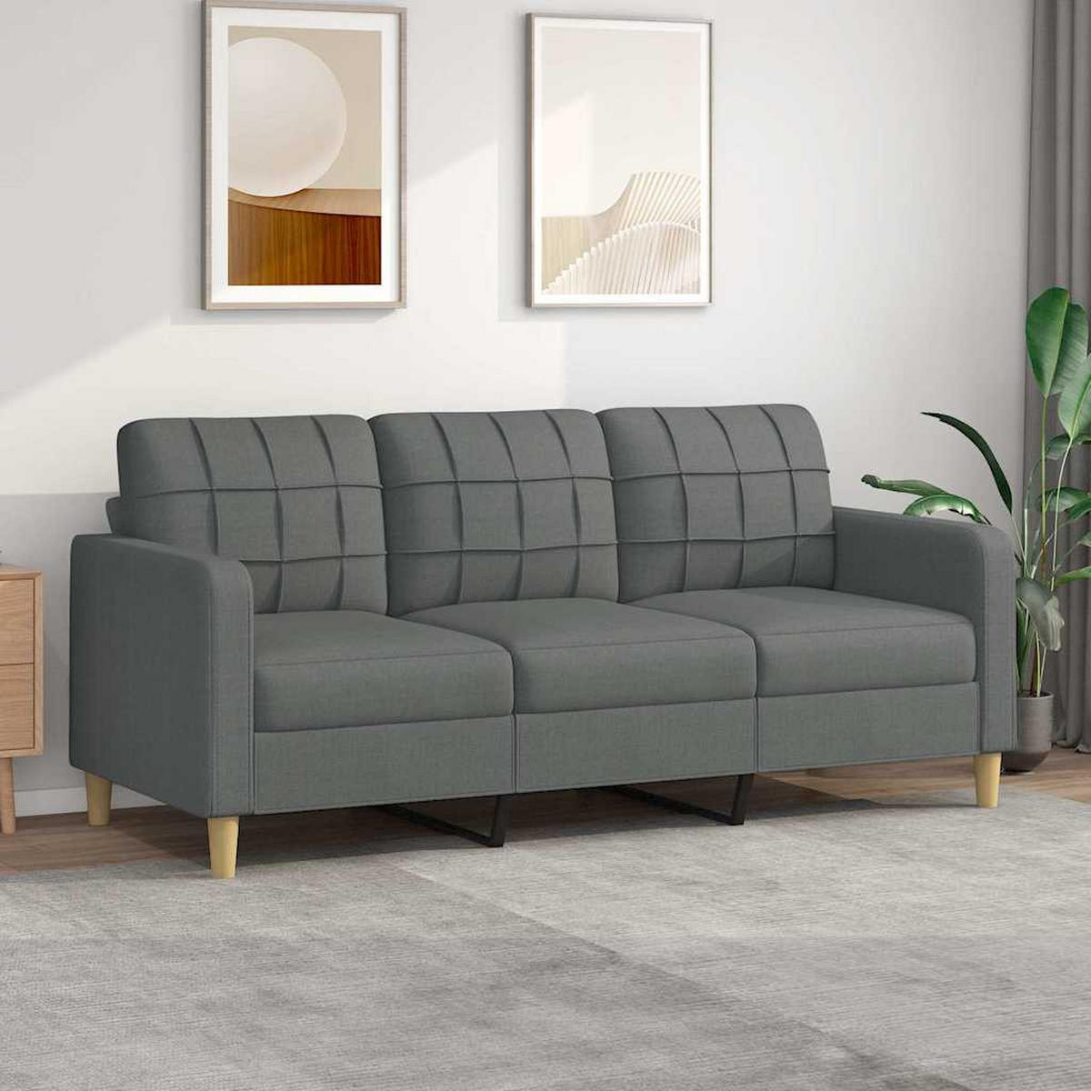 3-SITZER-SOFA Düren - Dunkelgrau, Textil (198/80/77cm) - Nettlife