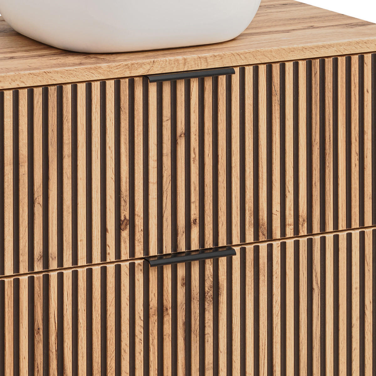 WASCHTISCH 100.6cm Gaia Holz in Eichenoptik und Schwarz - Schwarz, Holzwerkstoff (100.6/59/46cm) - Petits-meubles