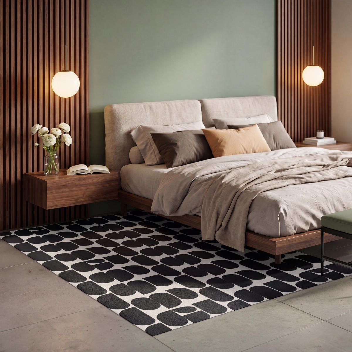 PREPROGE - Polkrogi - 150x230 cm - črna, umetna masa/tekstil (150/0.4cm) - OnlyWow