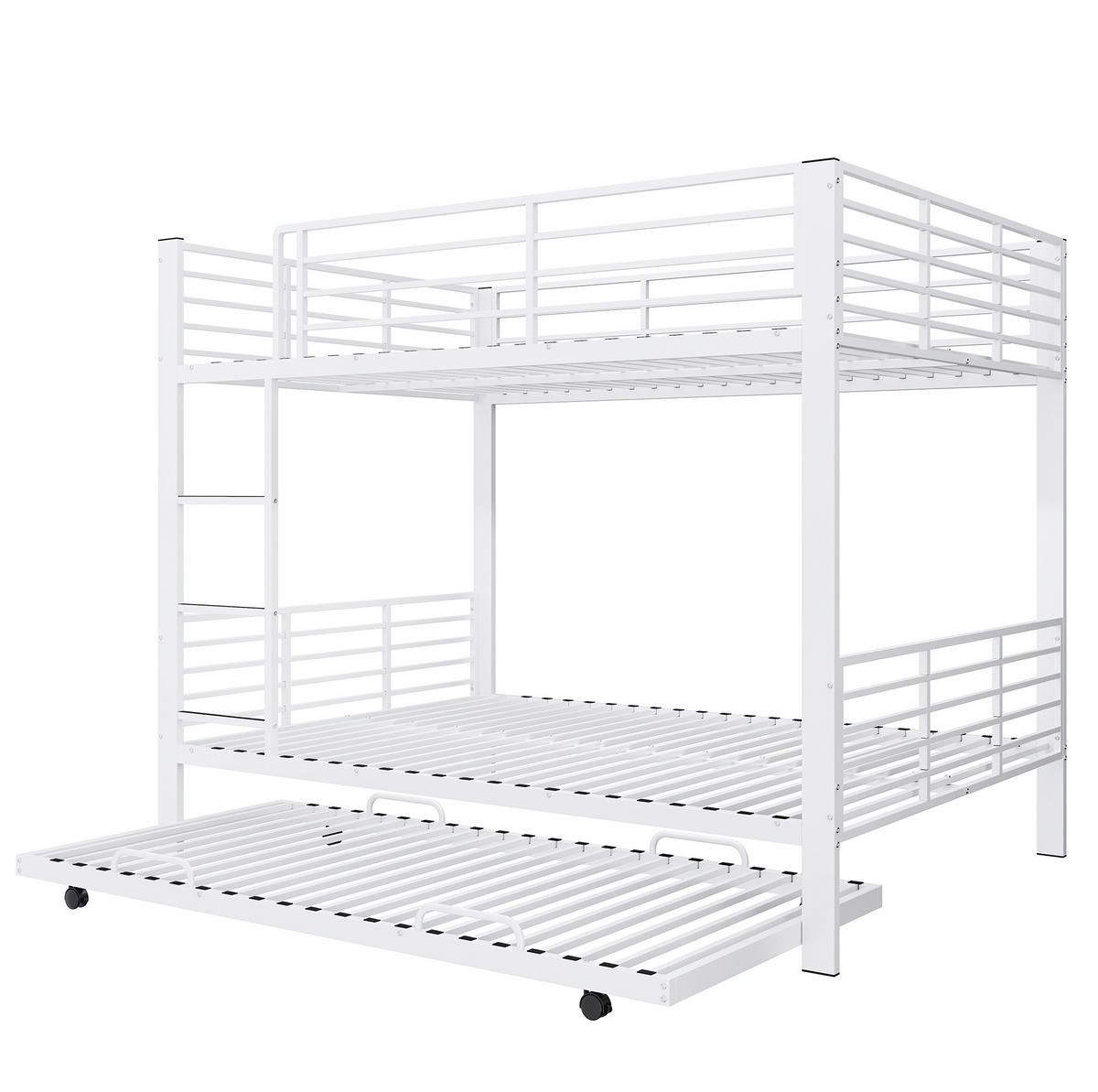 ETAGENBETT 205/145/170 cm aus Metall mit Rausfallschutz, Weiß - Weiß, Metall (140/200cm) - OKMYHOME