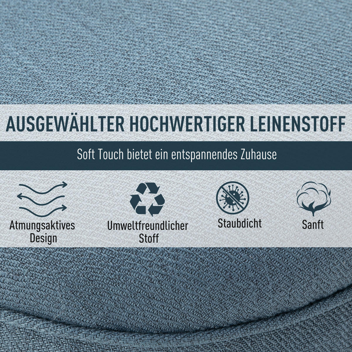 RELAXSESSEL, Sessel, Erhöhte Füße, Blau - Blau, Textil (69/77/52.5cm) - HOMCOM