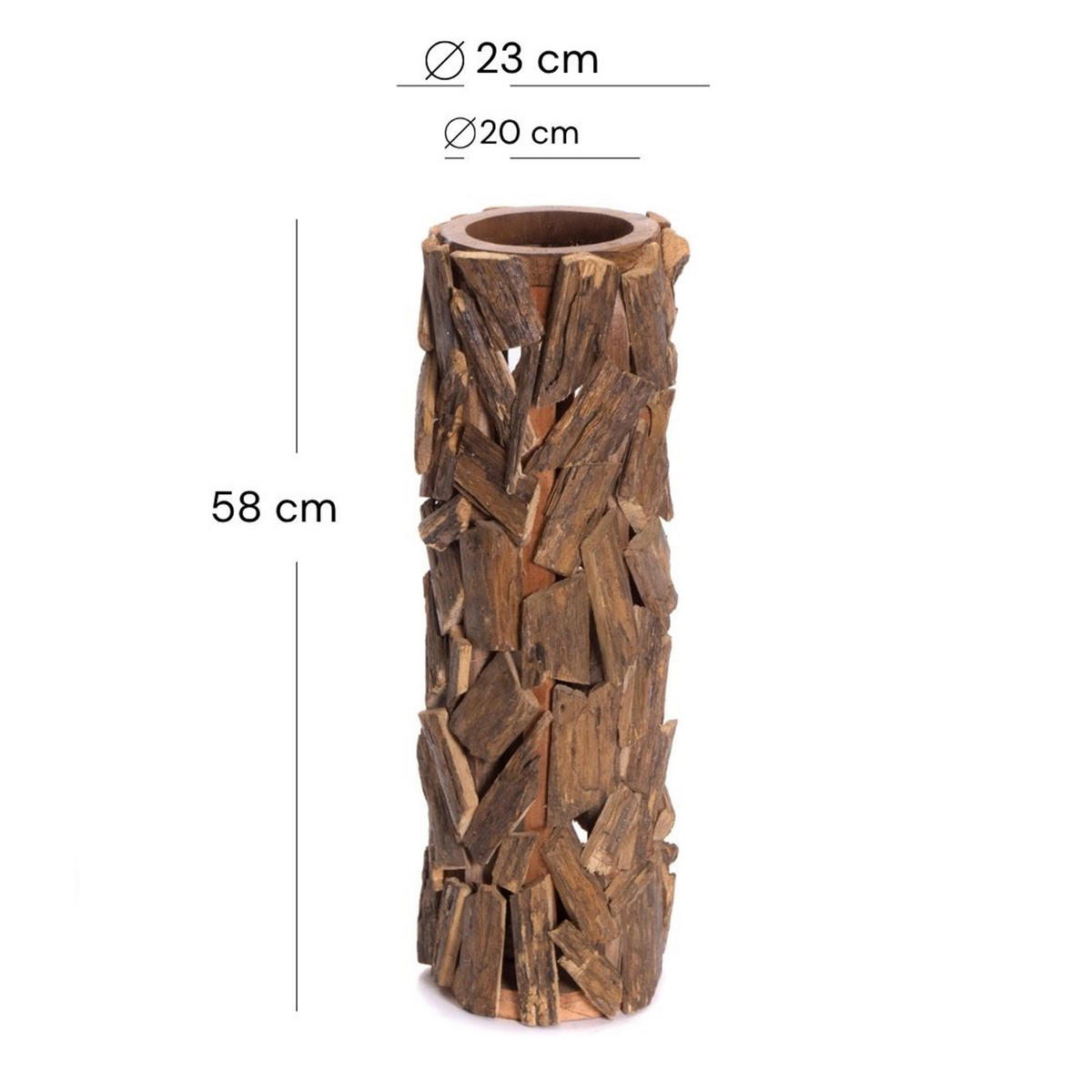 SÄULE Vela 58x23 cm, Teak Massivholz - Naturfarben, Holz (23/23/58cm) - CREEDWOOD