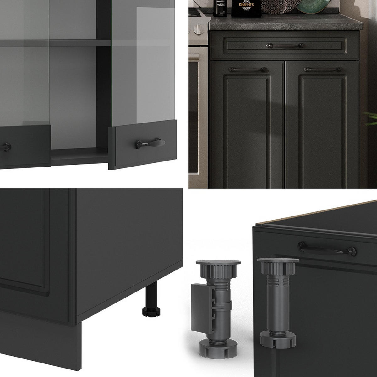 KUCHYŇSKÝ KOUT R-Line Antracitový venkovský dům/antracit - antracitová, kompozitní dřevo (200/81.6/60cm) - Vicco