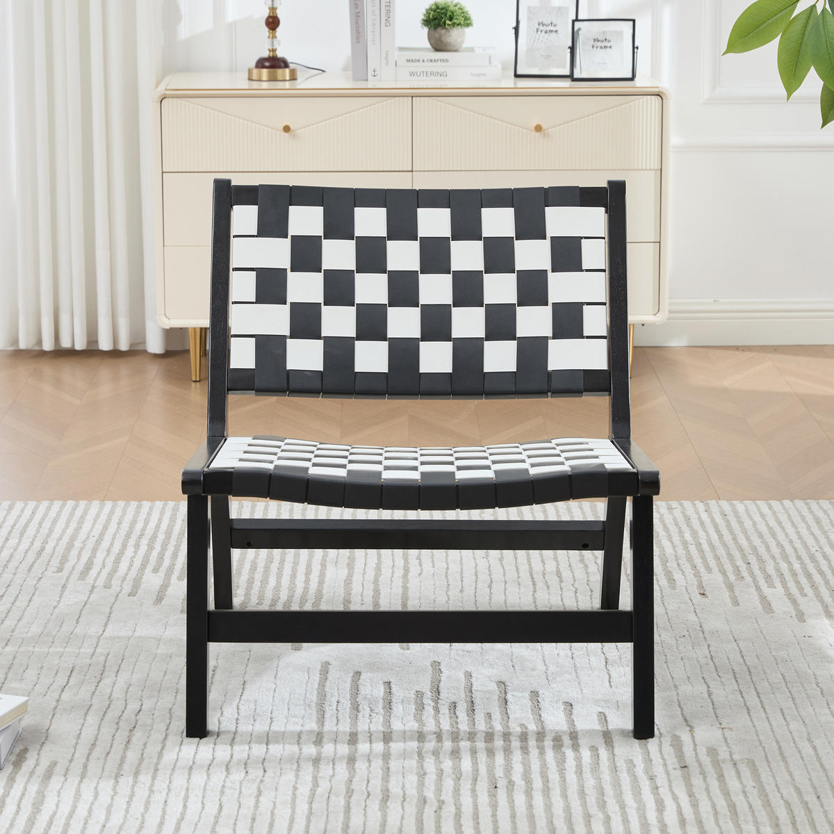 STUHL Schachbrettmuster, DE-42285, Schwarz-Weiß-Kontrast - Schwarz, Holzwerkstoff (66/72/71cm) - ComfortXL