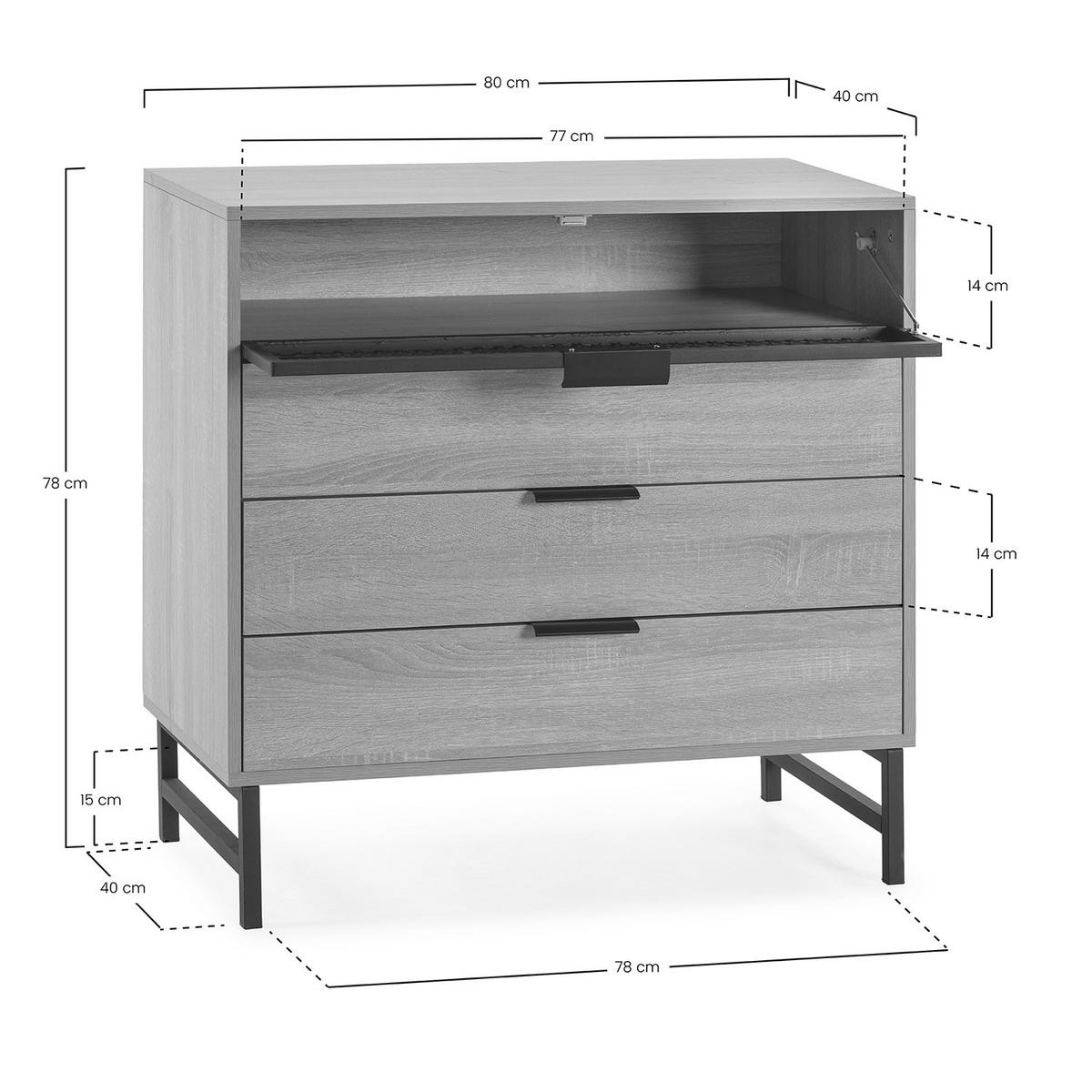 KOMMODE 80/77/40 Hera holzfarben - Honigeiche, Holzwerkstoff (80/77/40cm)
