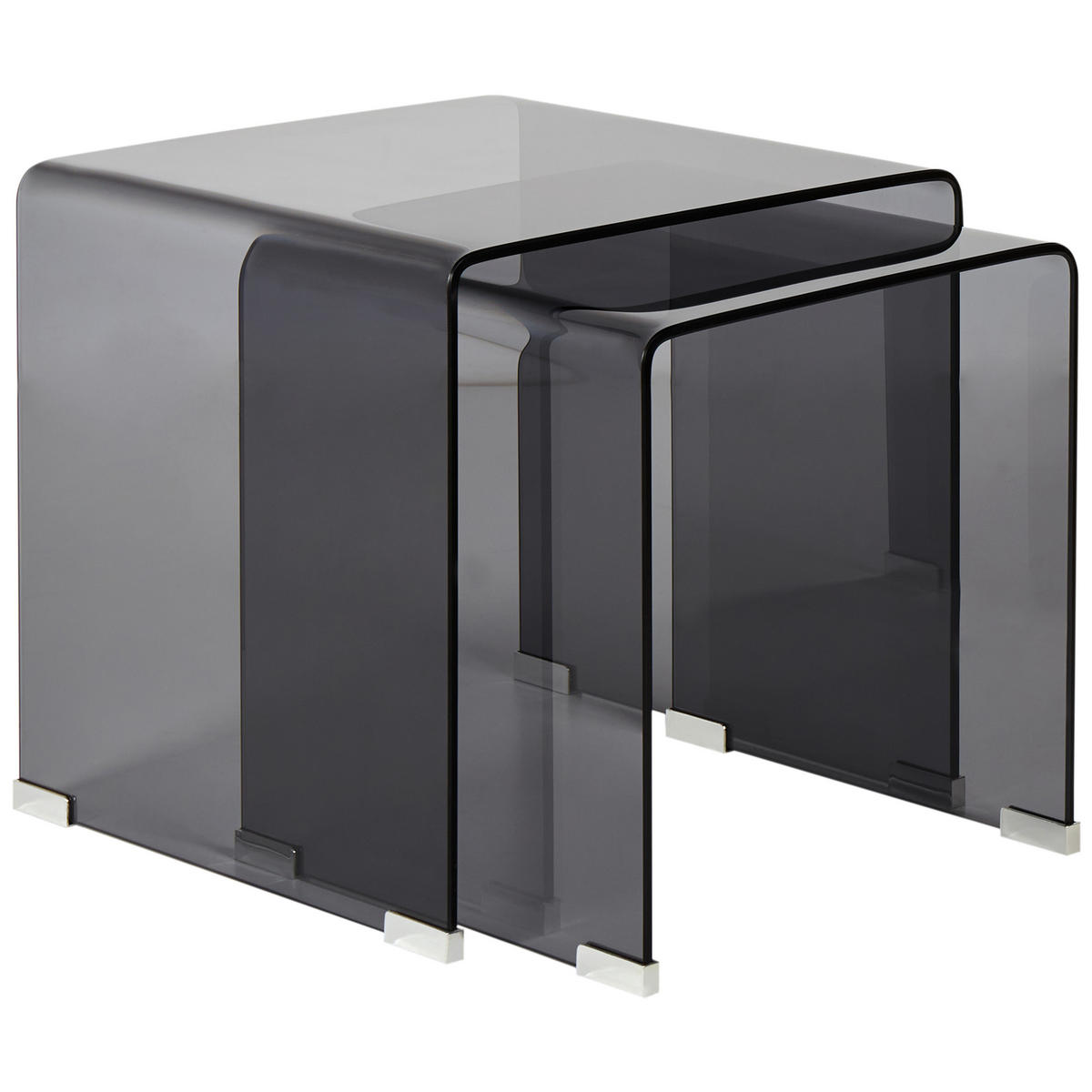 BEISTELLTISCH 2er Set Schwarz Kendall - Schwarz, Glas (42/42/42cm) - Beliani