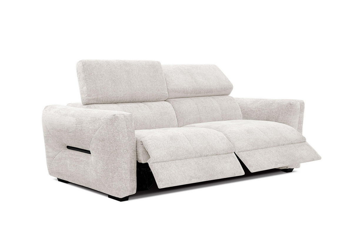 SOFA CALVERA 3-Sitzer mit 2 Relaxfunktionen, weiß - Weiß, Holzwerkstoff/Textil (204/79/106cm) - Courtois Laville