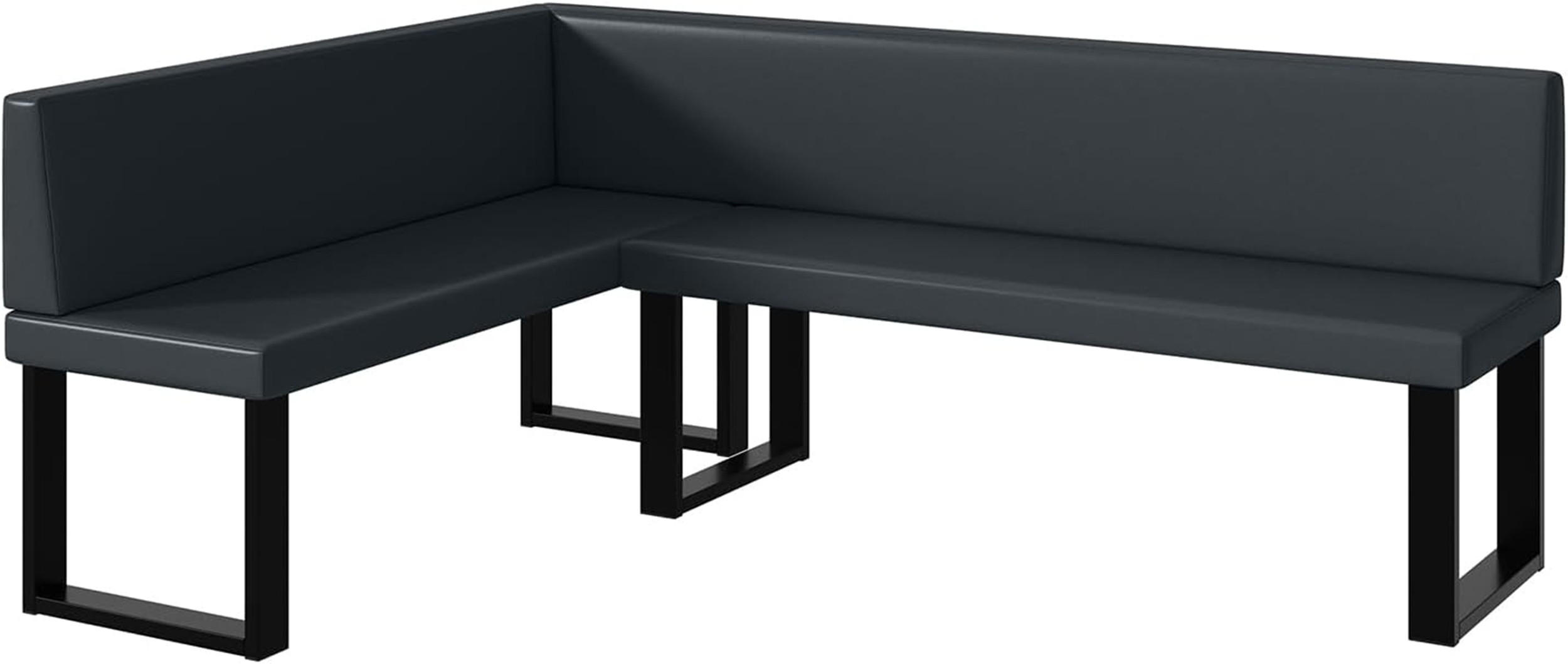ECKBANK TONI_U - Dunkelgrau, Leder (142/196cm) - Meblini
