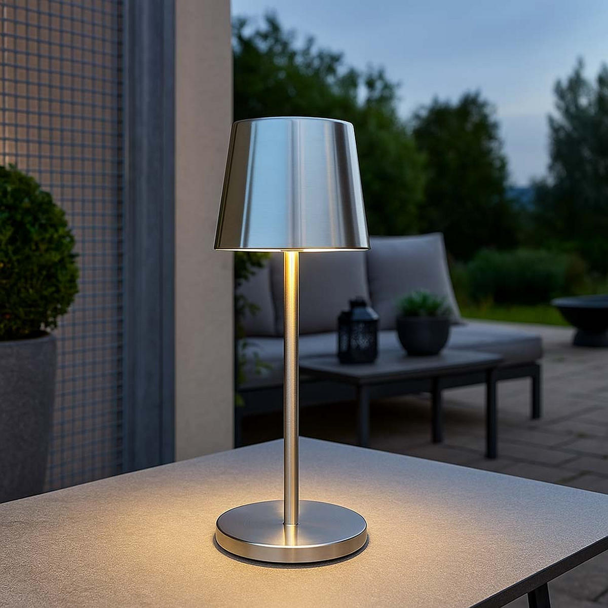 LED TISCHLEUCHTE Metall Silber - Silberfarben, Metall (8.5/8.5/28cm) - Globo Lighting