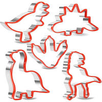 AUSSTECHFORMEN Set Dinosaurier 5-teilig - Silberfarben, Metall (8.5/1.9/9.8cm)