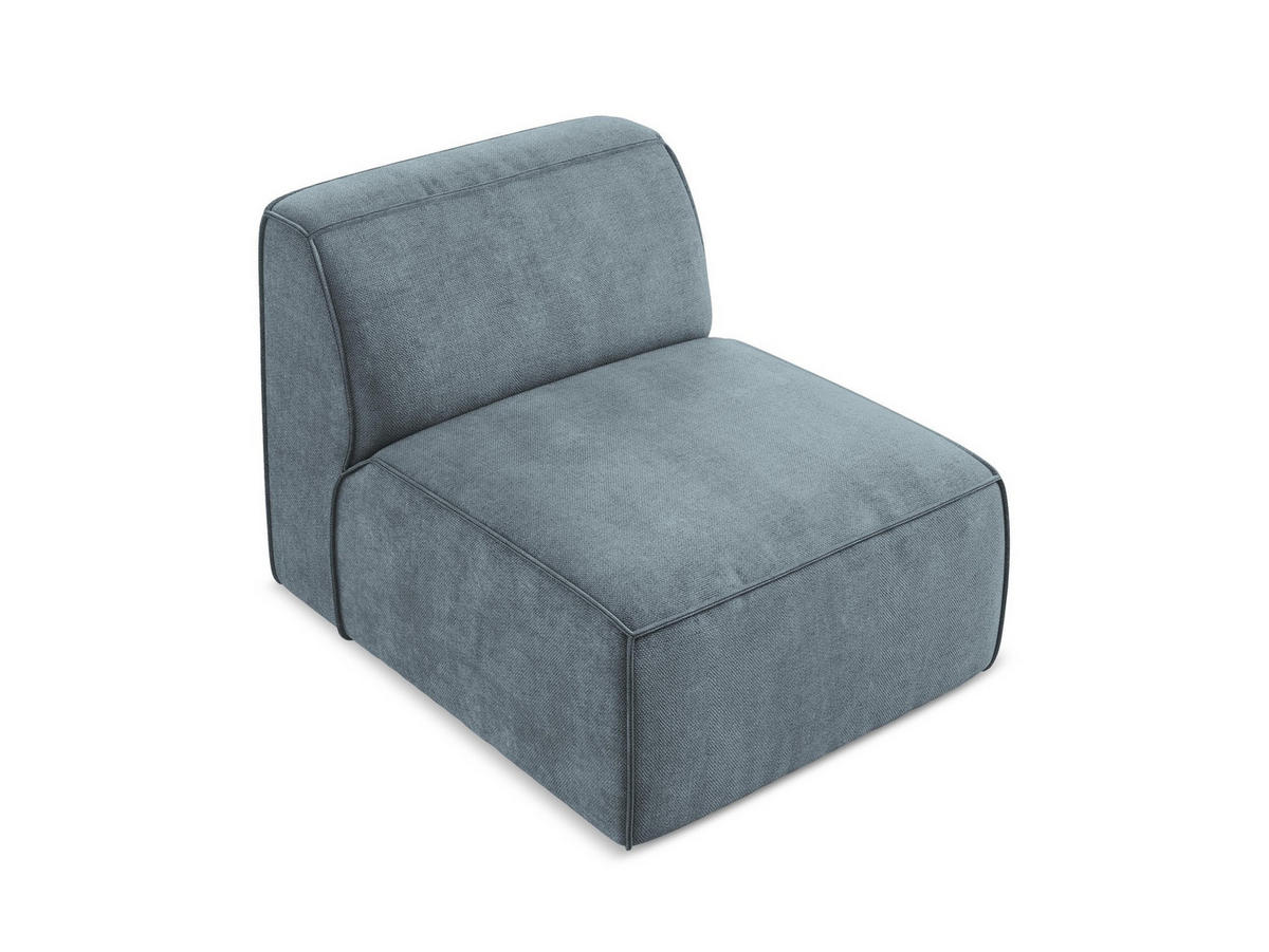 SOFAELEMENT Chenille Stoff Blau - Pastellblau/Schwarz, Holzwerkstoff/Kunststoff (80/70/102cm) - Makamii